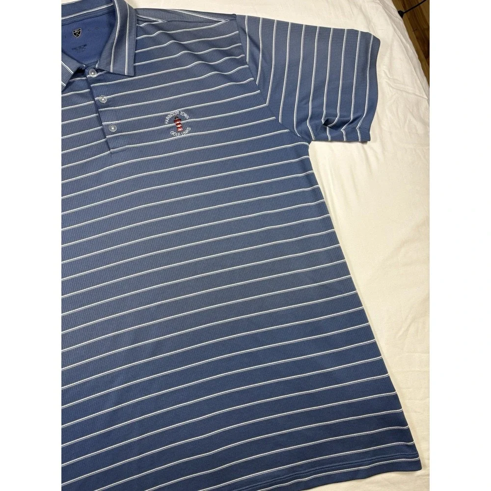 Nike Harbour Town Golf Links Striped Blue Polo Shirt Mens XXL